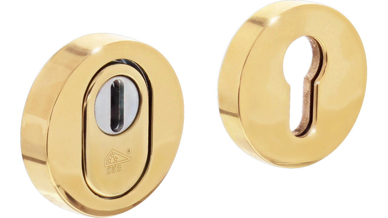 SKG3 veiligheidsrozetten rond verdekt ø55x12mm profielcilindergat met kerntrekbeveiliging messing ongelakt