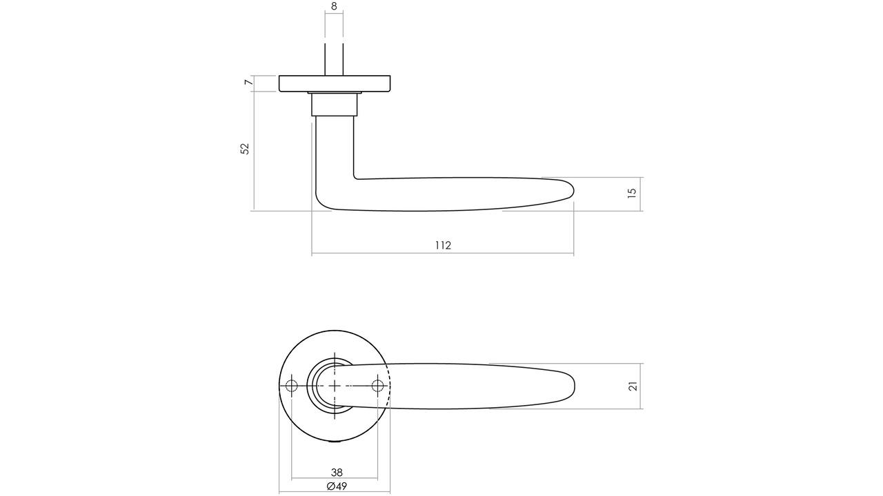 Deurkruk Sophie met rozet verdekt ø49x7mm messing getrommeld