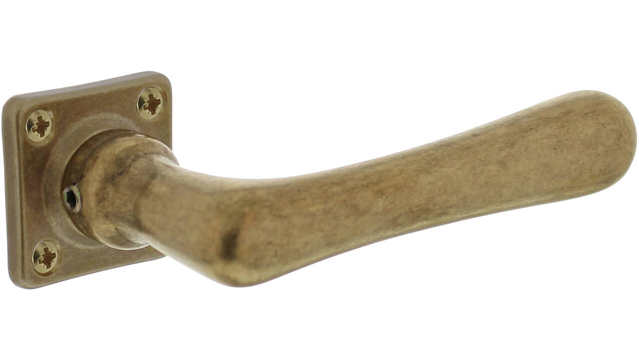 Deurkruk Trento met rozet 38x38x5mm messing getrommeld