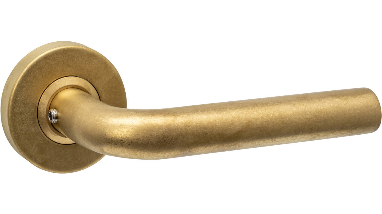 Deurkruk Luzern op rozet verdekt ø53x10mm PVD messing getrommeld