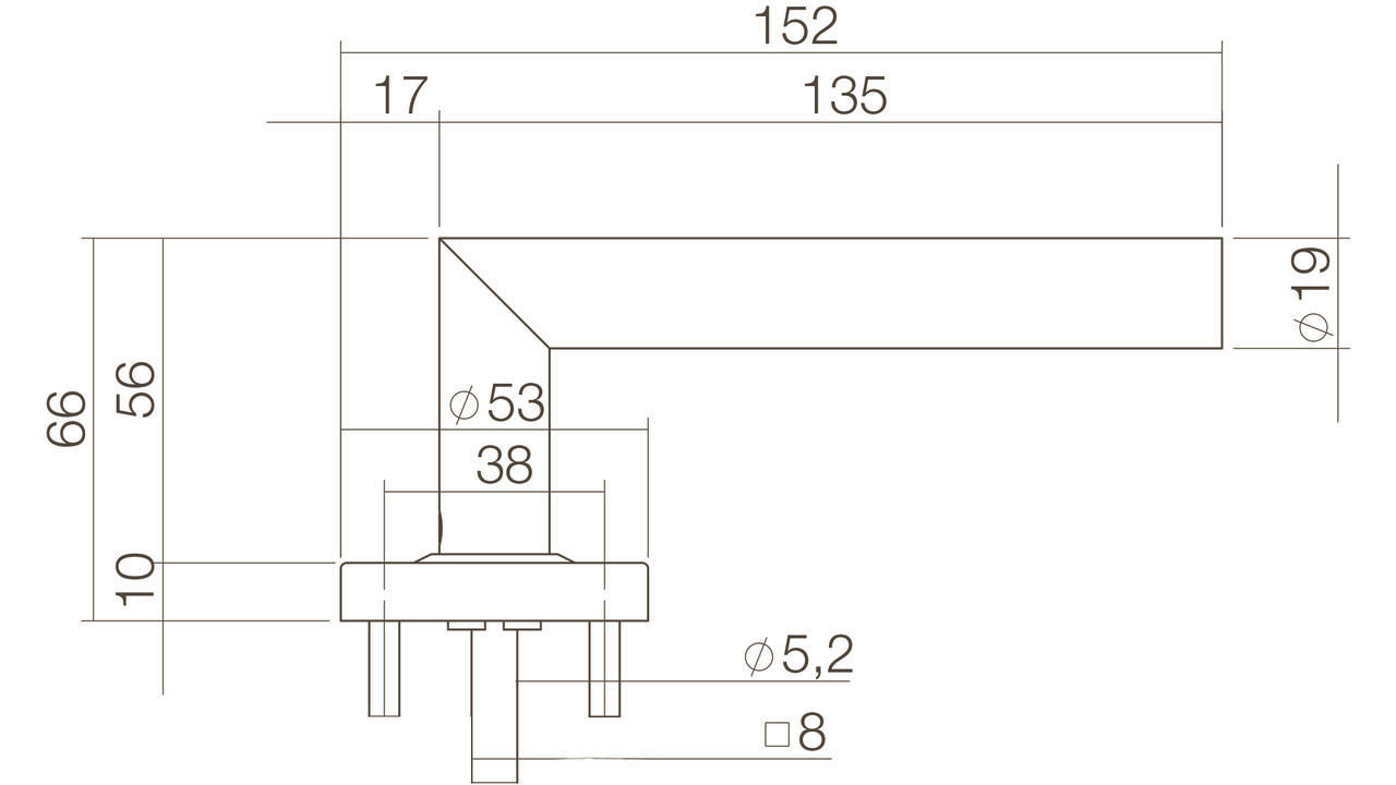 Gatdeel Jura op rozet verdekt ø53x10mm PVD messing getrommeld