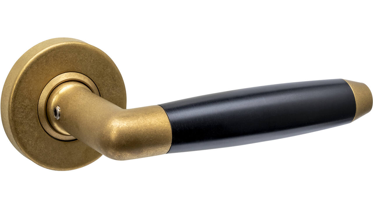 Gatdeel Combinatie op rozet verdekt ø53x10mm PVD messing getrommeld/zwart