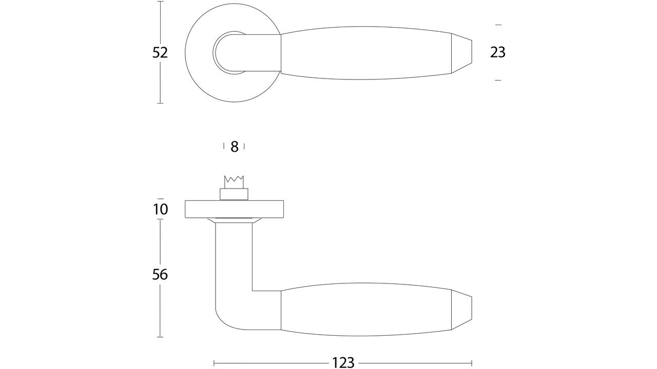 Deurkruk Combinatie op rozet verdekt ø53x10mm PVD messing getrommeld/zwart