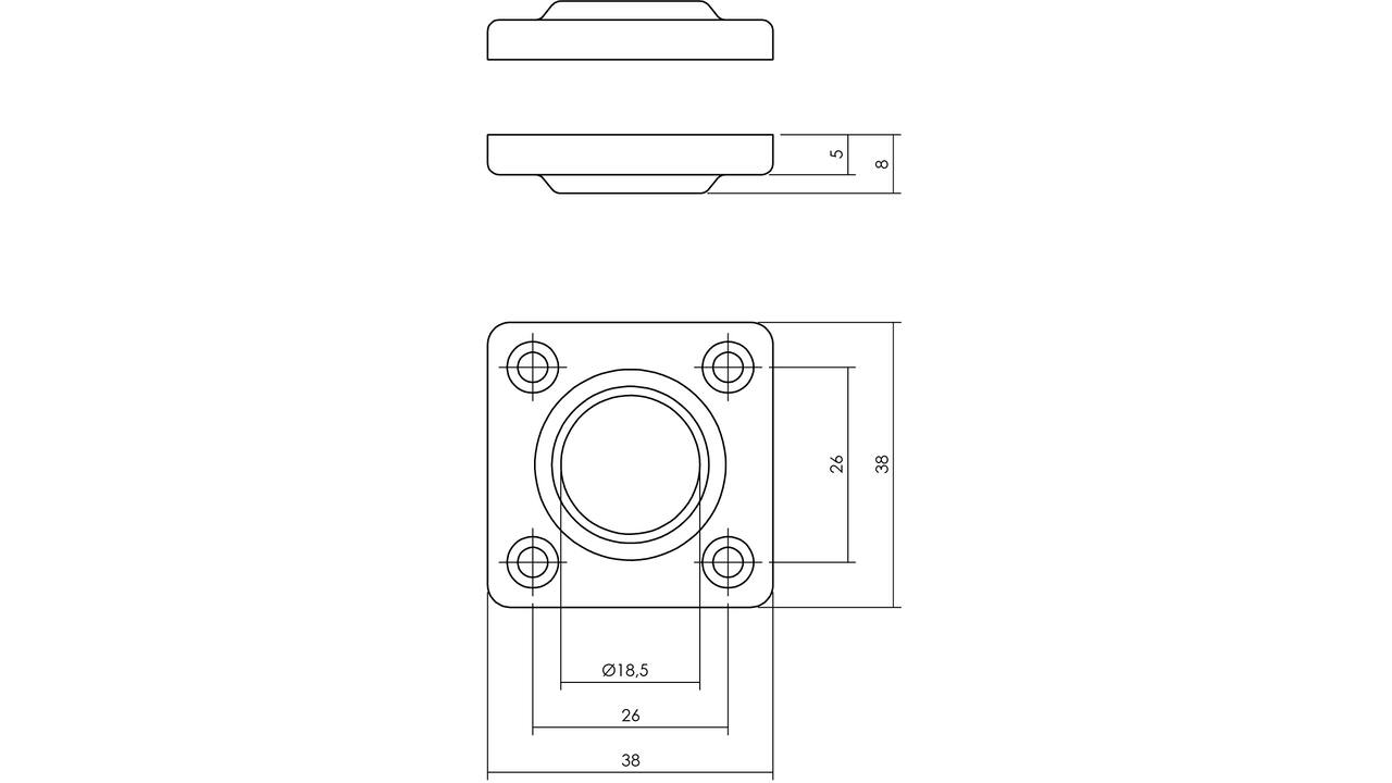 Rozetten 38x38x5mm messing getrommeld