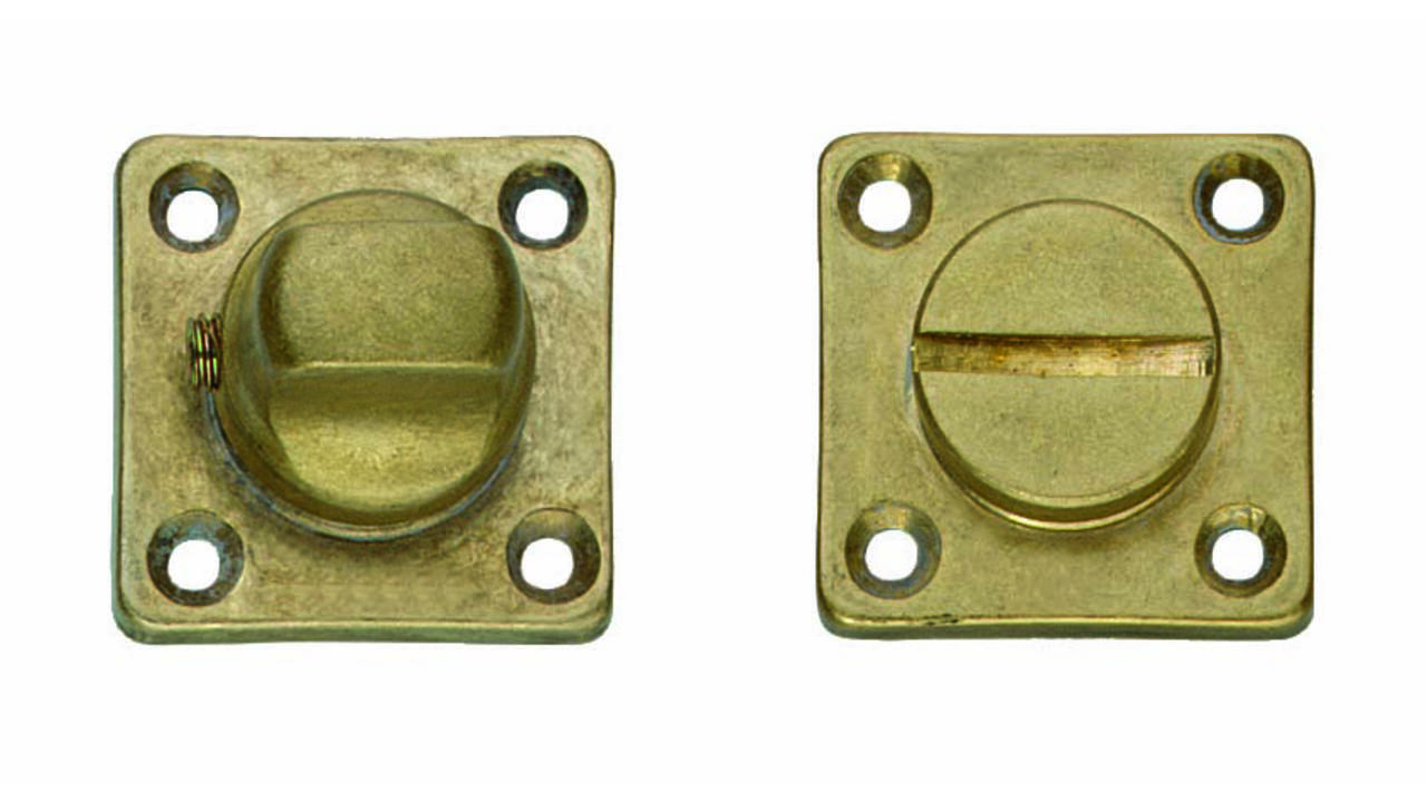 WC-sluiting 38x38x5mm met stift 8x8mm messing getrommeld