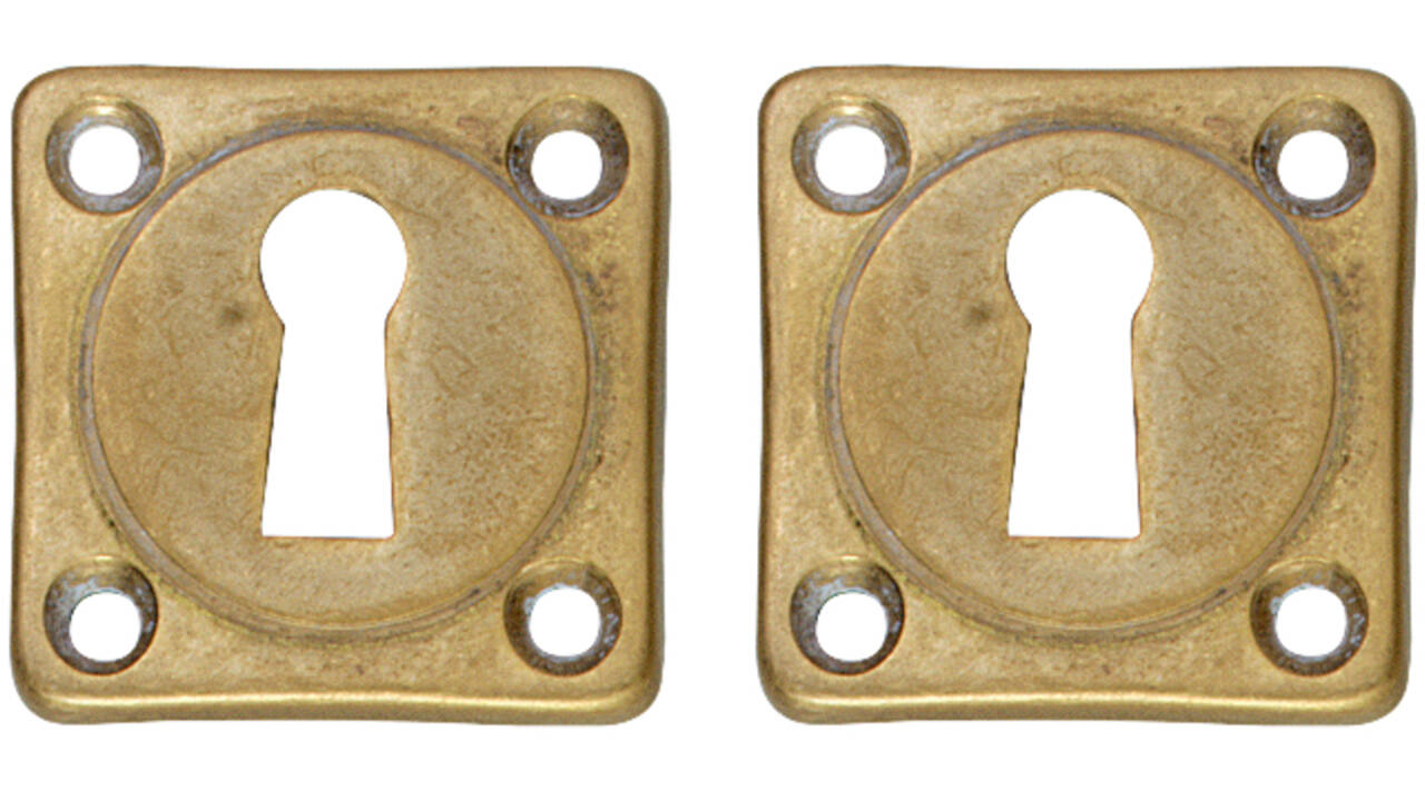 Sleutelrozetten 38x38x5mm messing getrommeld