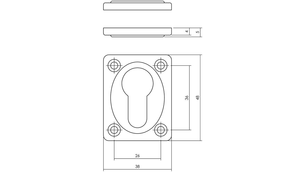Cilinderrozetten 47x37x5mm messing getrommeld