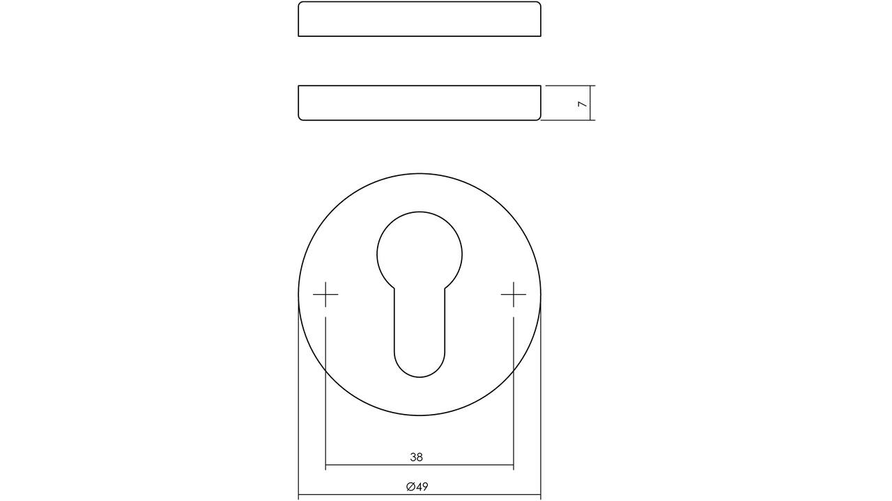 Cilinderrozetten verdekt ø49x7mm messing getrommeld