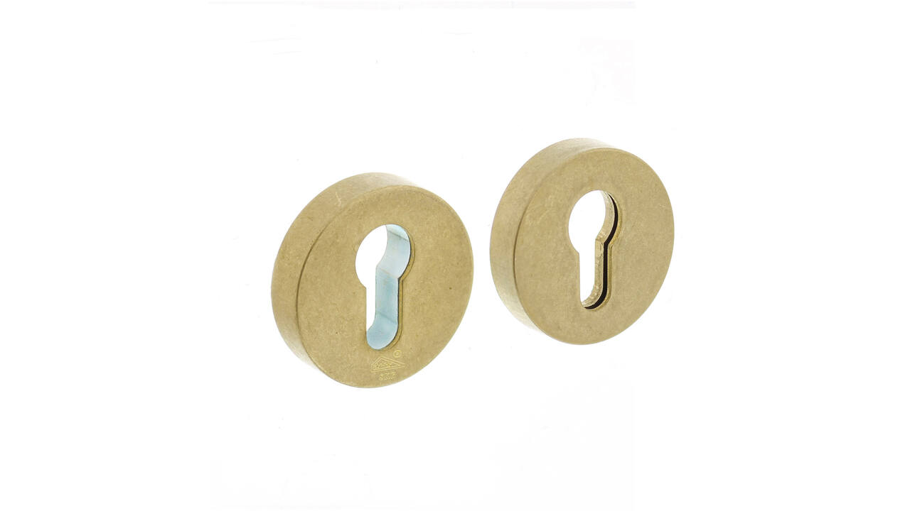 SKG3 veiligheidsrozetten rond verdekt ø55x12mm profielcilindergat messing getrommeld