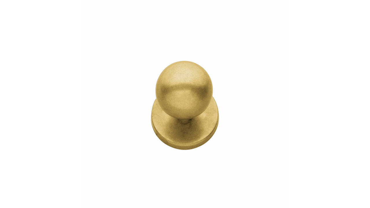 Voordeurknop bolrond ø50mm op achterplaat ø66mm messing getrommeld