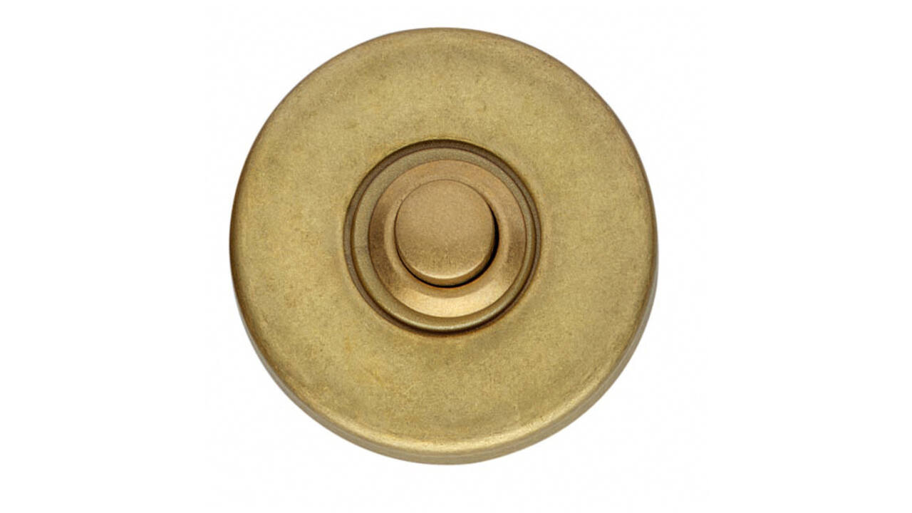 Deurbel rond ø49x7mm verdekt messing getrommeld