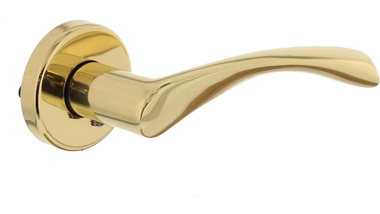 Deurkruk Vlinder met rozet verdekt ø52x10mm messing gelakt