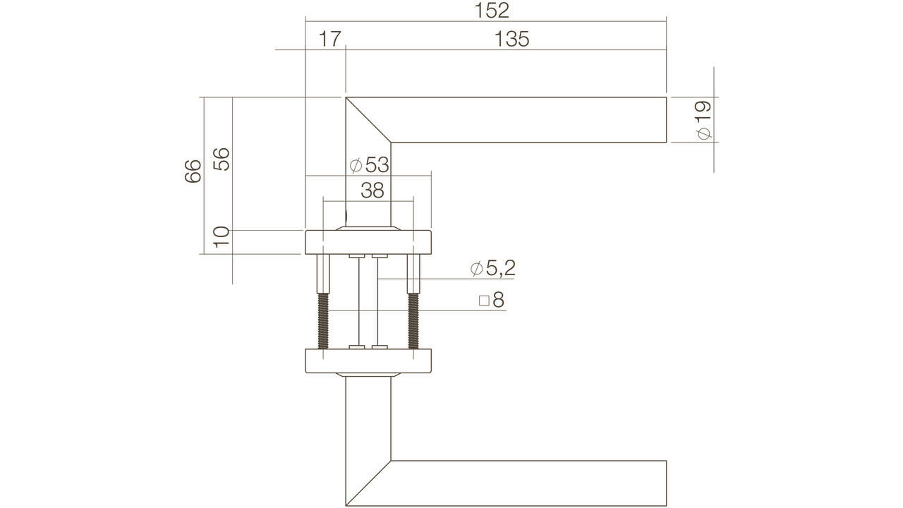 Deurkruk Jura op rozet verdekt ø53x10mm PVD messingkleur