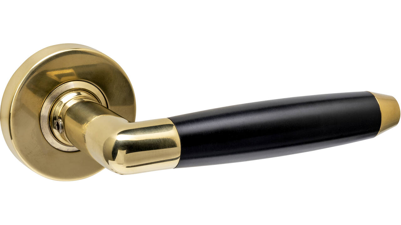 Gatdeel Combinatie op rozet verdekt ø53x10mm PVD messingkleur/zwart