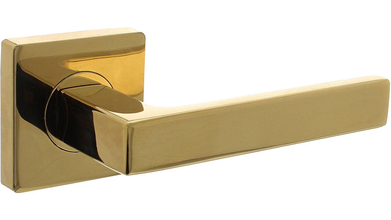 Deurkruk Hera op rozet verdekt 55x55x10mm met nokken PVD messingkleur