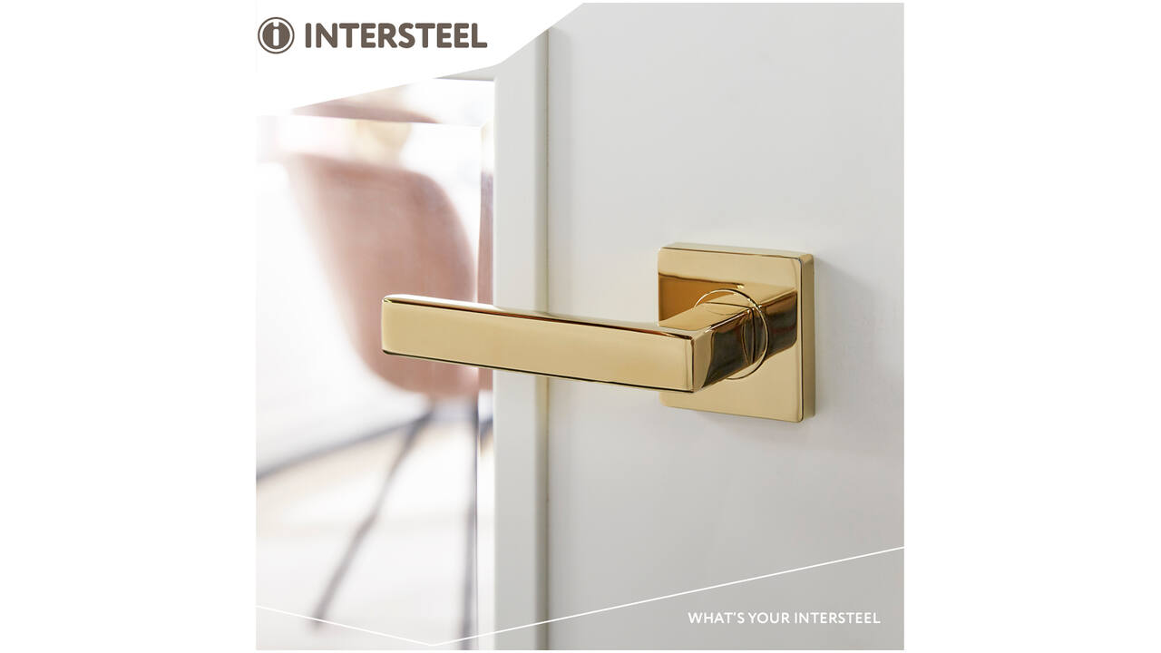 Deurkruk Hera op rozet verdekt 55x55x10mm met nokken PVD messingkleur