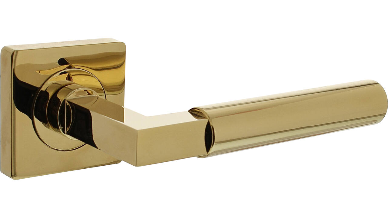 Gatdeel rechts Baustil op rozet verdekt 55x55x10mm met nokken PVD messingkleur