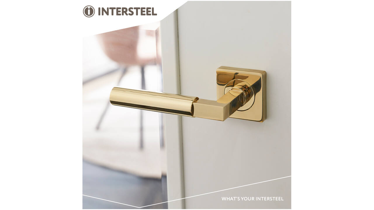 Deurkruk Baustil op rozet verdekt 55x55x10mm met nokken PVD messingkleur