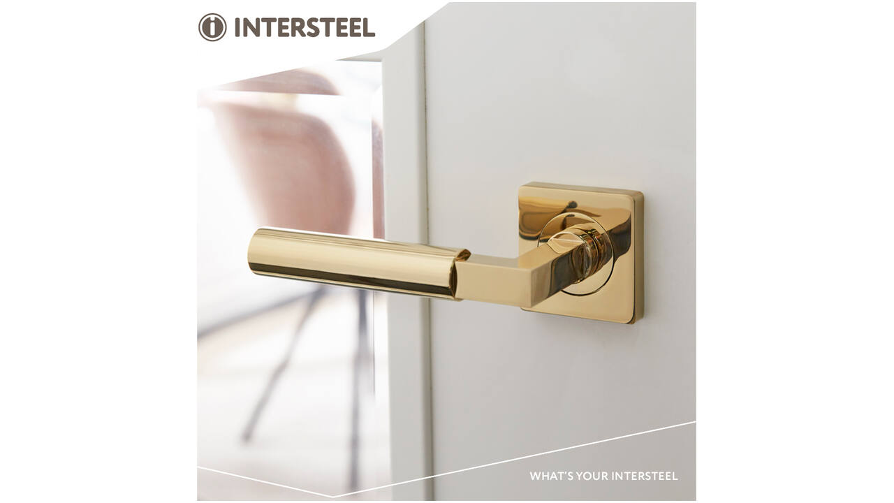 Deurkruk Baustil op rozet verdekt 55x55x10mm met nokken PVD messingkleur