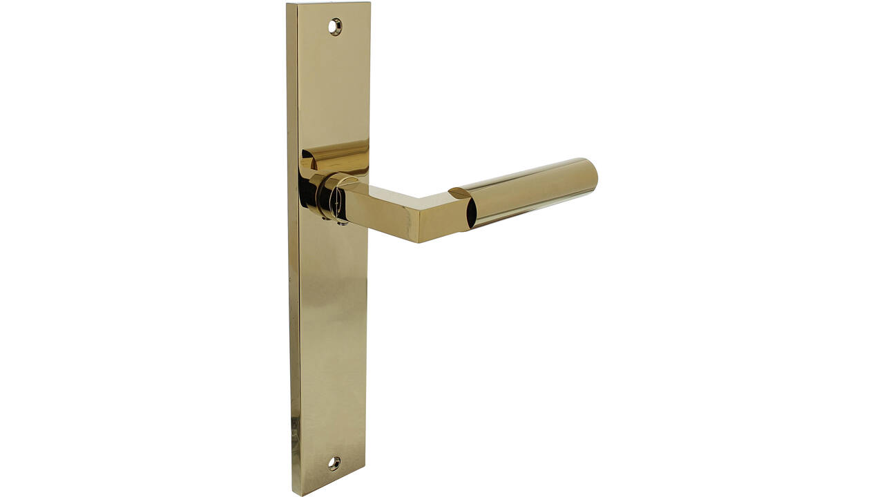 Gatdeel rechts Baustil op schild rechthoekig 245x45mm blind PVD messingkleur