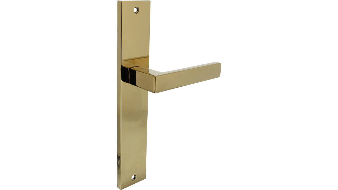Gatdeel rechts Hera op schild rechthoekig 245x45mm blind PVD messingkleur