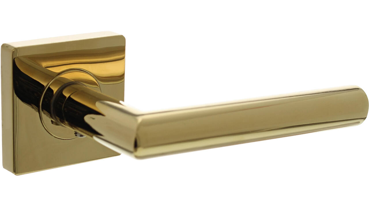 Deurkruk Bastian op rozet verdekt 55x55x10mm met nokken PVD messingkleur