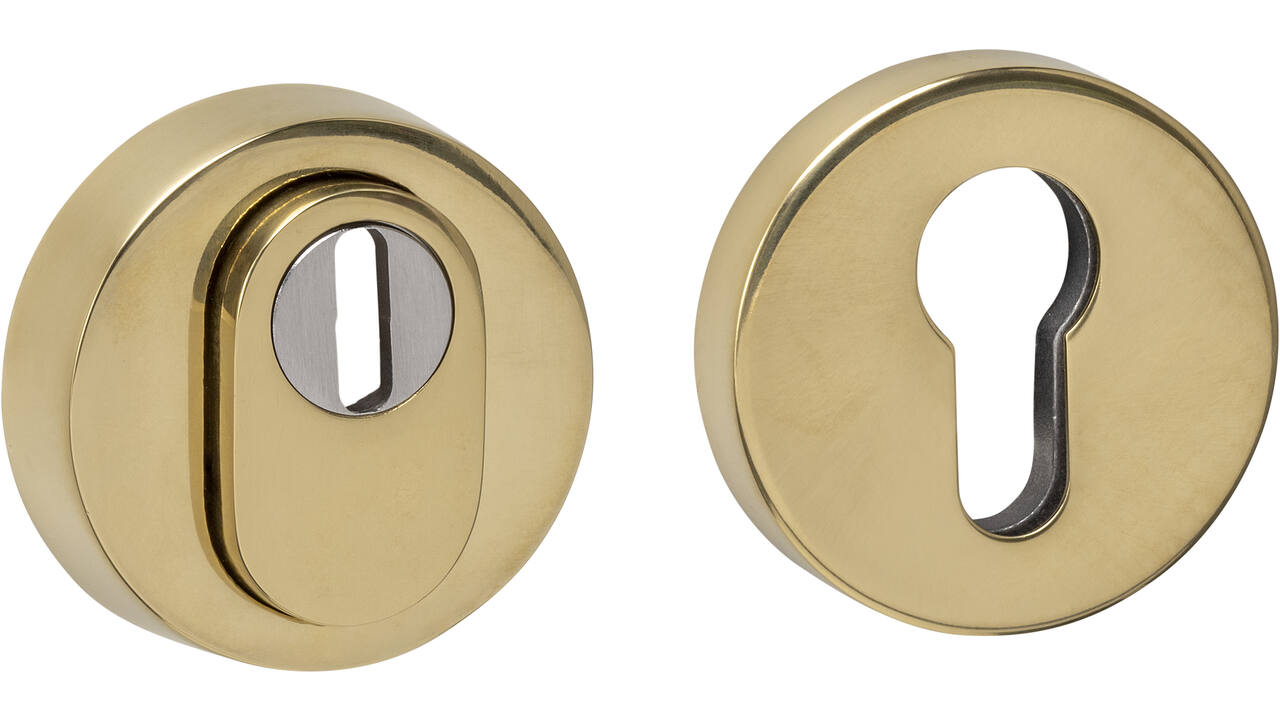 SKG3 veiligheidsrozetten rond verdekt ø52x12mm profielcilindergat met kerntrekbeveiliging PVD messingkleur