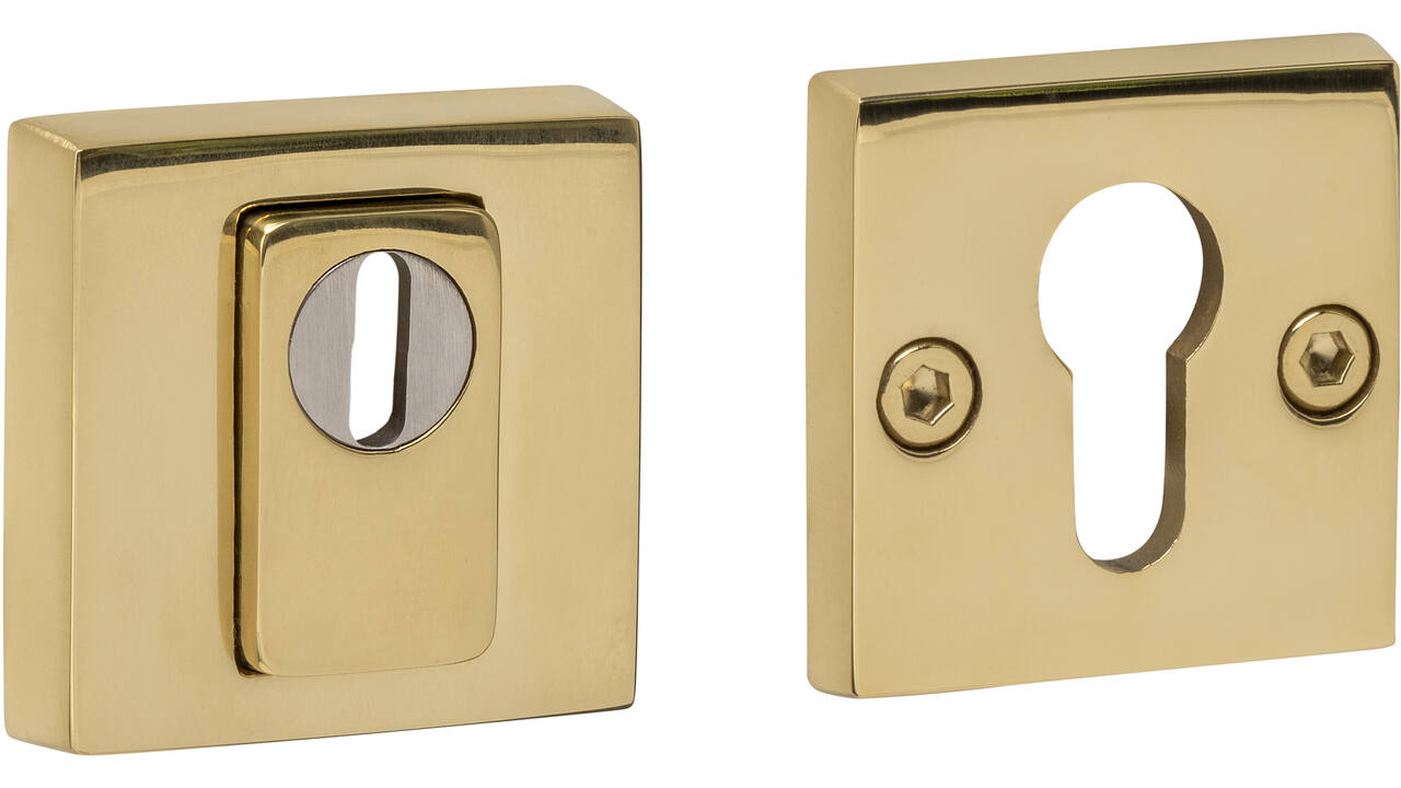 SKG3 veiligheidsrozetten vierkant 54x54x12mm profielcilindergat met kerntrekbeveiliging PVD messingkleur