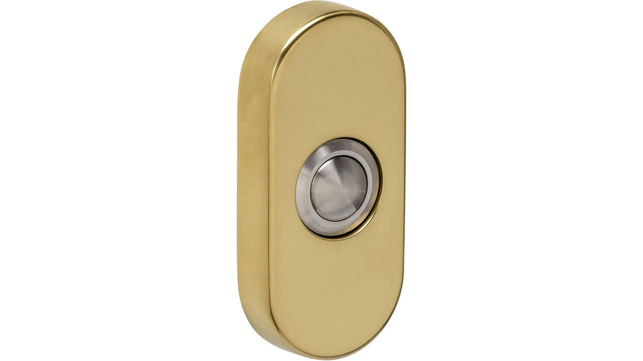 Deurbel ovaal 65x30x10mm verdekt PVD messingkleur