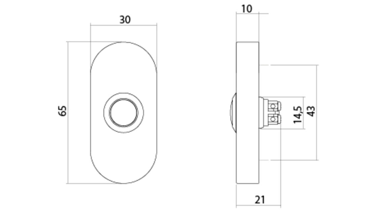 Deurbel ovaal 65x30x10mm verdekt PVD messingkleur