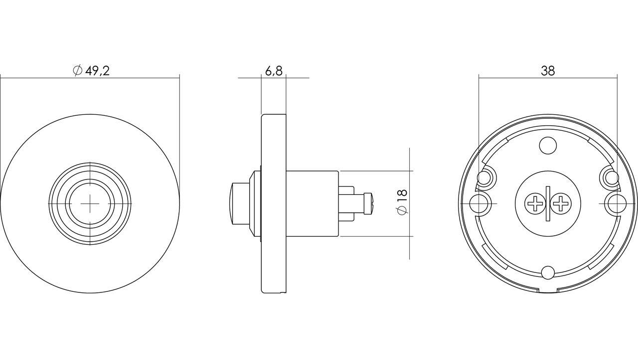 Deurbel rond ø49x7mm verdekt messing gelakt