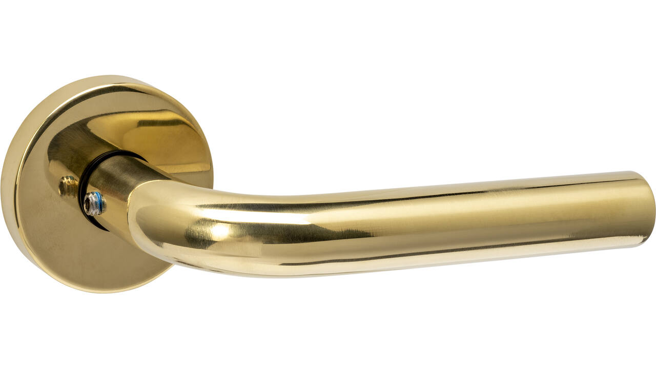 Deurkruk Luzern met rozet massief verdekt ø53x10mm met nokken PVD messingkleur