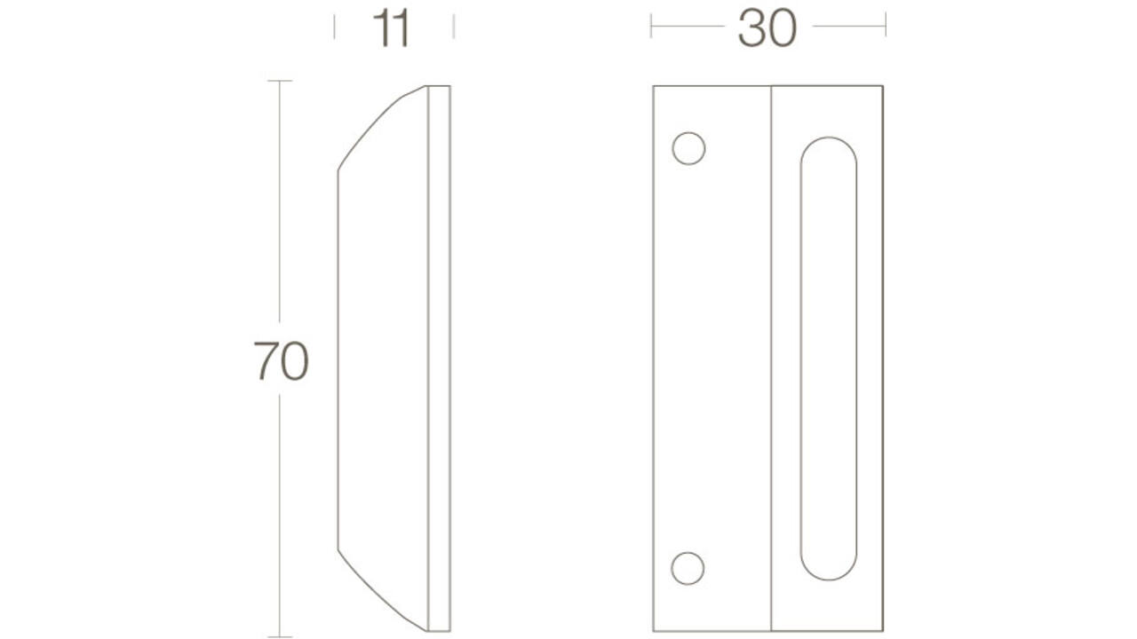 Sluitplaat + kom 70x30mm messing gelakt