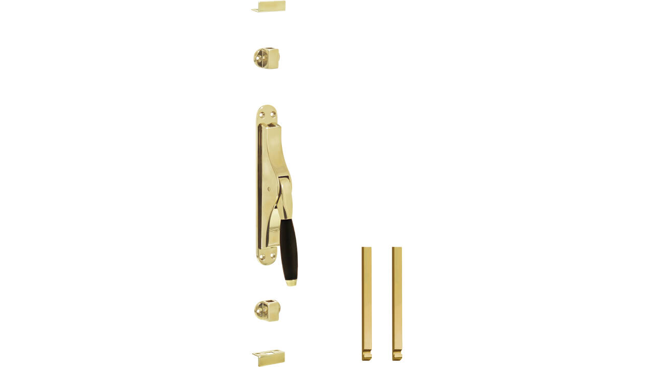 Set pomp-espagnolet Ton 400 inclusief stangenset 2x 1250mm messing gelakt/ebbenhout