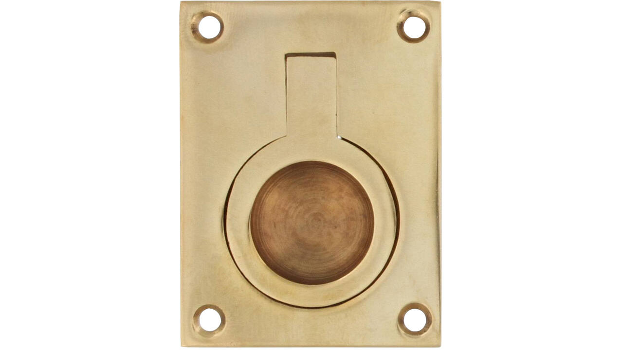 Luikring recht 50x39mm messing gelakt