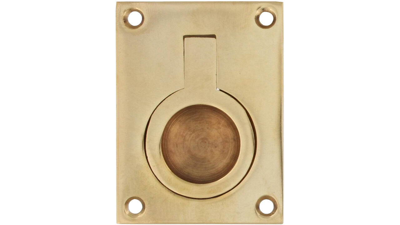 Luikring recht 65x49mm messing gelakt