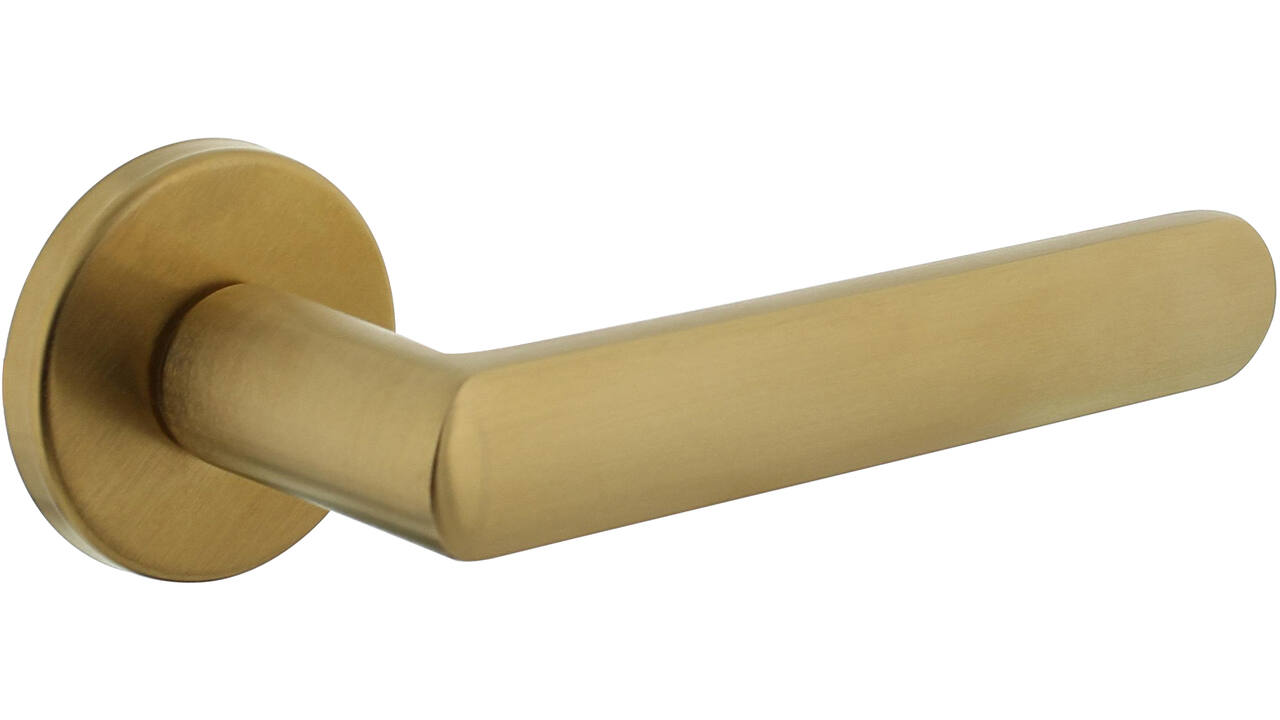 Deurkruk Sora met rozet verdekt ø51x5mm met nokken PVD messing mat