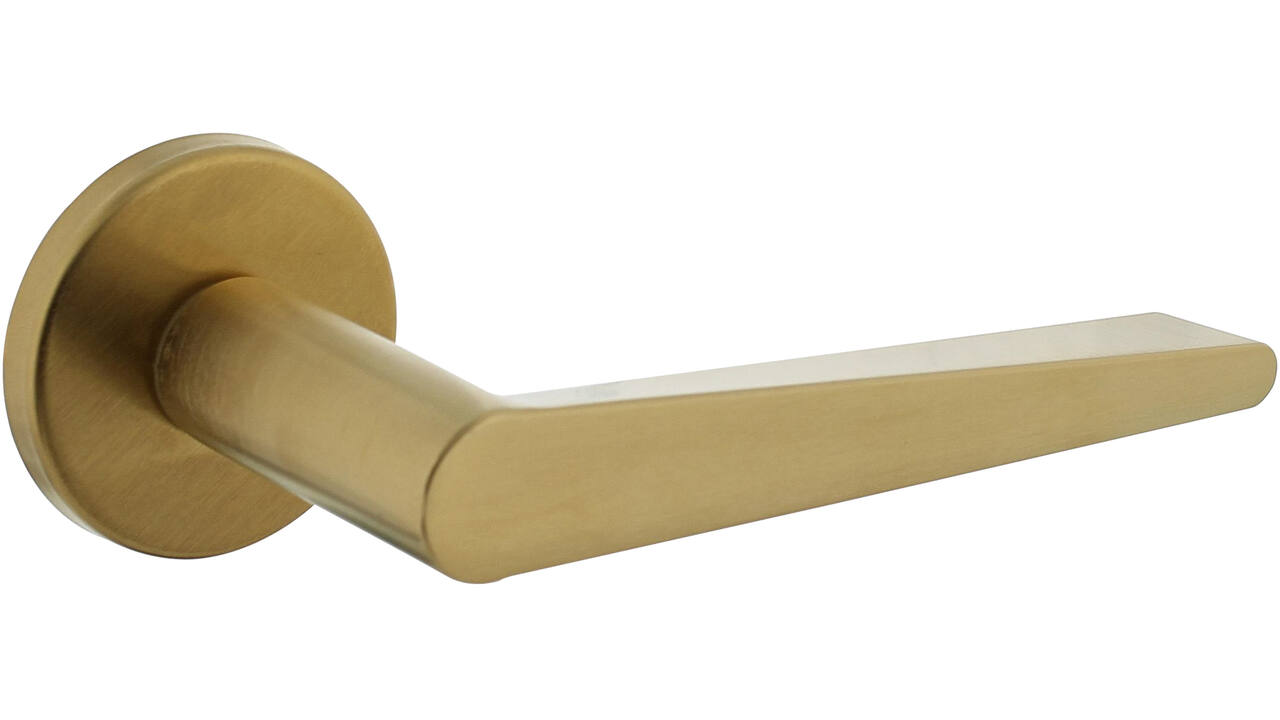 Deurkruk Tiga met rozet verdekt ø51x5mm met nokken PVD messing mat