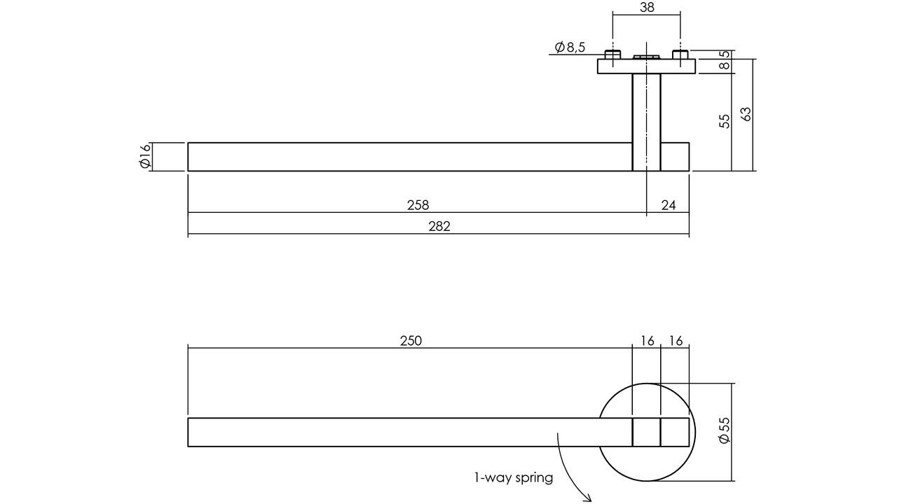 Gatdeel links Shiraat by Grand & Johnson op rozet met schroefgaten ø55x8mm PVD messing mat