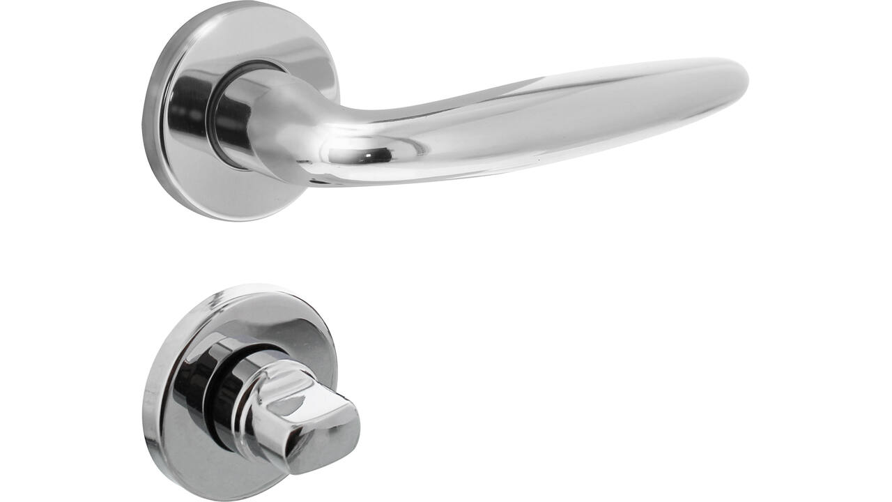 Deurkruk Sigaar op rozet verdekt ø49x7mm en WC-sluiting met stift 8x8mm chroom