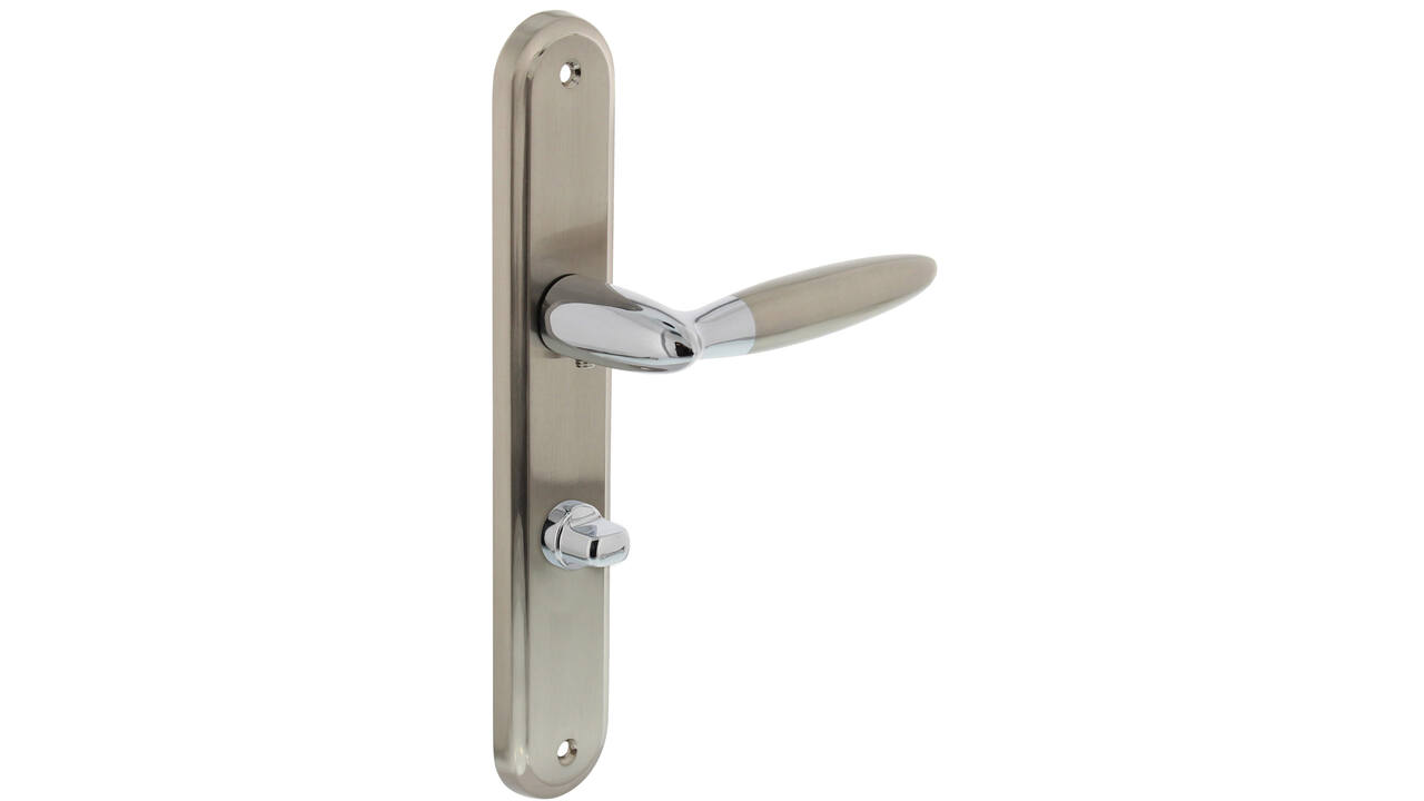 Deurkruk Elen op schild ovaal 242x43mm wc 63/8mm chroom/nikkel mat