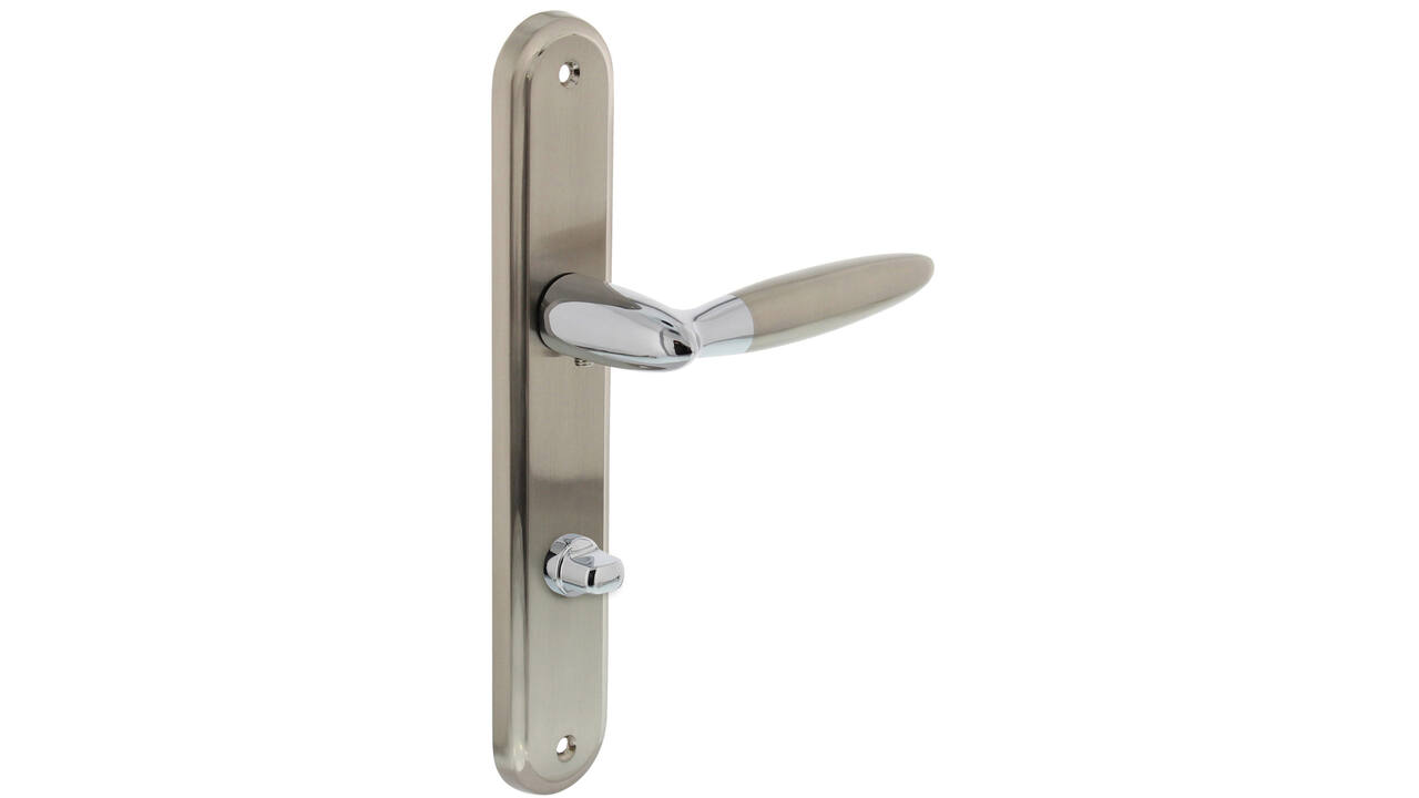 Deurkruk Elen op schild ovaal 242x43mm wc 78/8mm chroom/nikkel mat