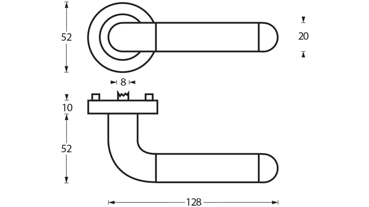 Deurkruk Agatha op rozet verdekt ø52x10mm met nokken chroom/nikkel mat