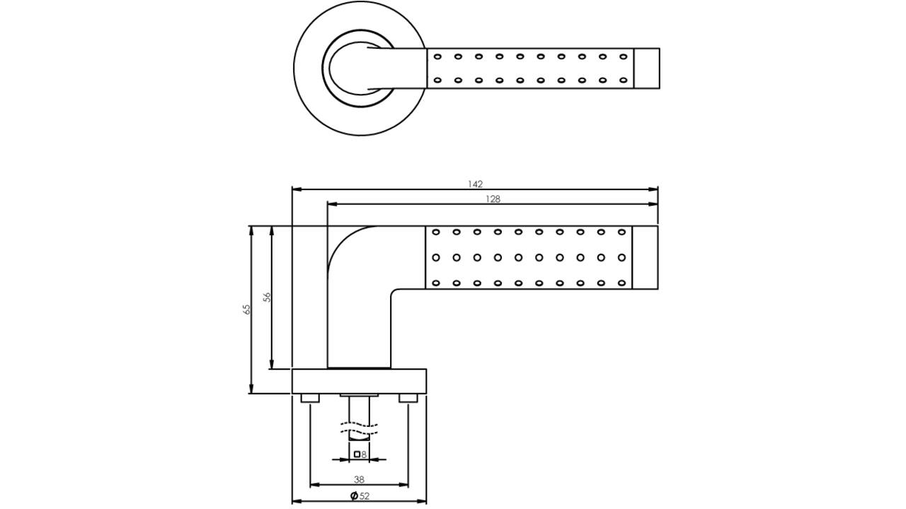 Deurkruk Marion op rozet verdekt ø52x10mm met nokken chroom/nikkel mat