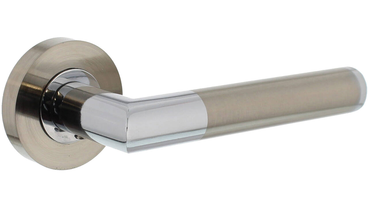 Deurkruk Bastian op rozet verdekt ø52x10mm met nokken chroom/nikkel mat