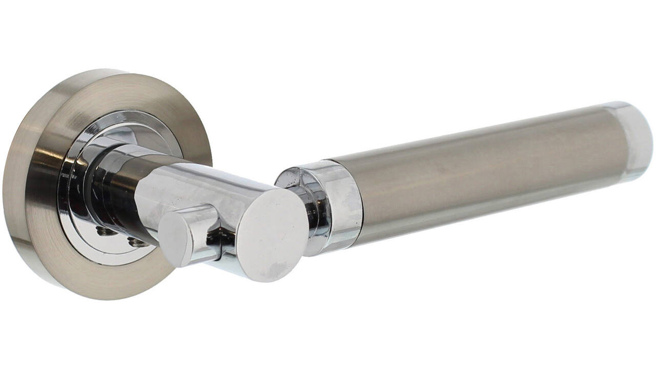 Deurkruk Birgit op rozet verdekt ø52x10mm met nokken chroom/nikkel mat