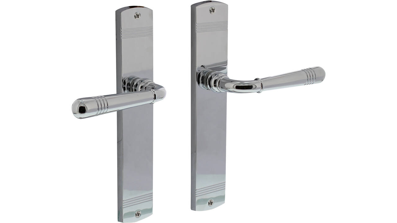 Deurkruk Helena op schild afgerond 235x45mm blind chroom