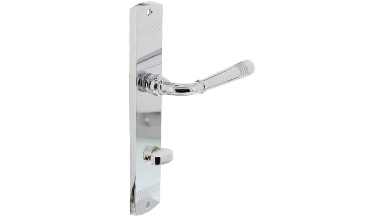 Deurkruk Helena op schild afgerond 235x45mm wc 63/8mm chroom