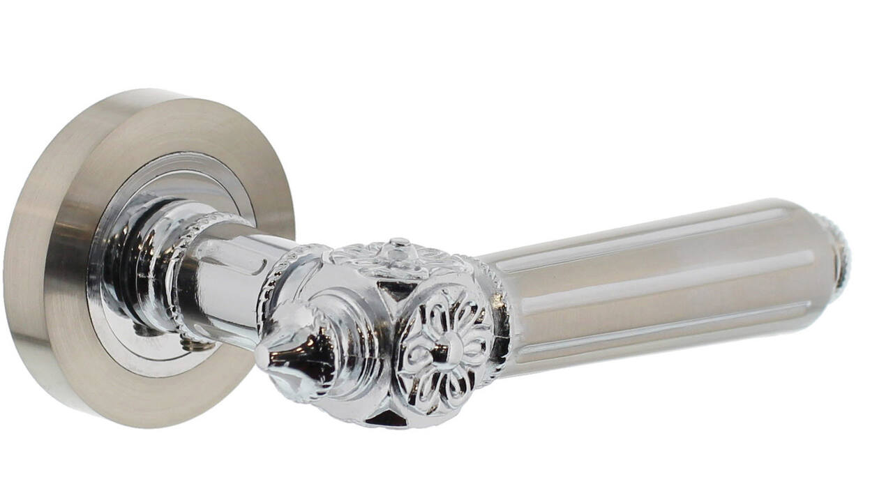 Gatdeel rechts Julietta op rozet verdekt ø52x10mm met nokken chroom/nikkel mat