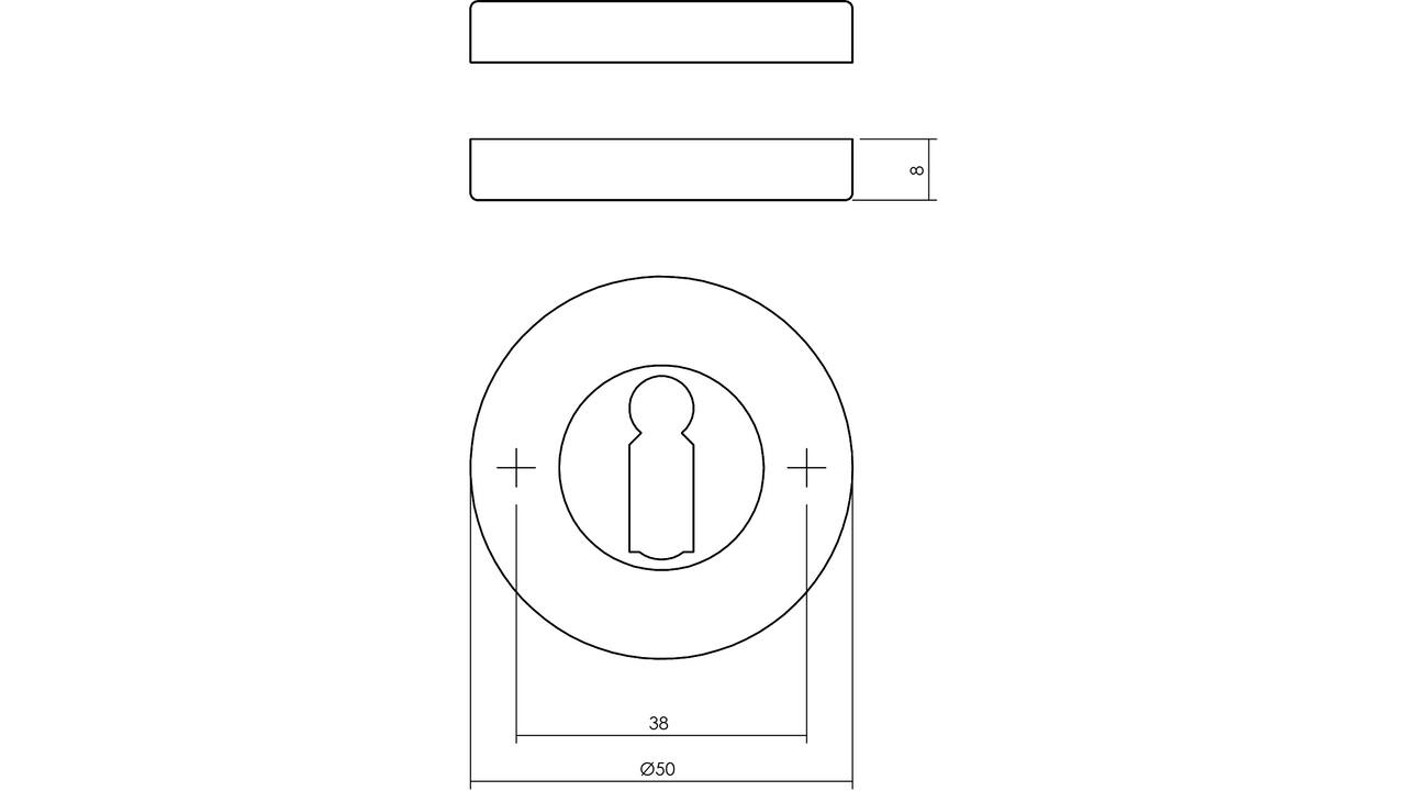 Sleutelrozetten verdekt ø50x8mm chroom
